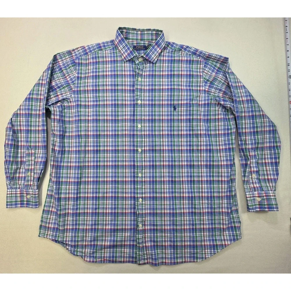 Polo Ralph Lauren Shirt Men 2XB Big Plaid LIMITED USE Button Up Long Sleeve